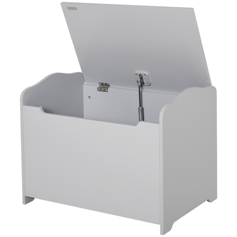 HOMCOM Spielzeugkasten für Kinder Aufbewahrungsbox Truhe 60L x 40B x 48H cm pneumatischer Abstützstand MDF Grau Aosom – Bild 1 von 2