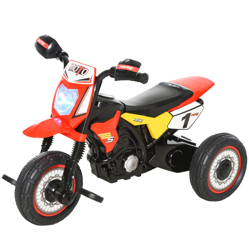 HOMCOM Kindertrike Moto Cross mit Musik- und Lichteffekten und Stauraum Rot Aosom – Bild 1 von 2