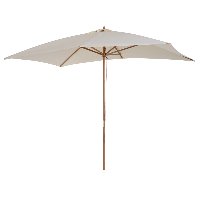 Outsunny Sonnenschirm rechteckiger Garten-Sonnenschirm mit Doppeldach aus Holz und hochdichtem Polyester 3 x 2 m Creme Aosom – Bild 1 von 2