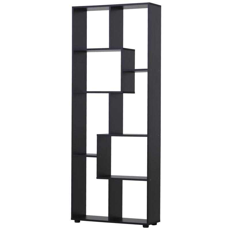 HOMCOM Bücherregal Zick-Zack Design Contemporary 70L x 24B x 178H cm Spanplatten Schwarz Aosom – Bild 1 von 2