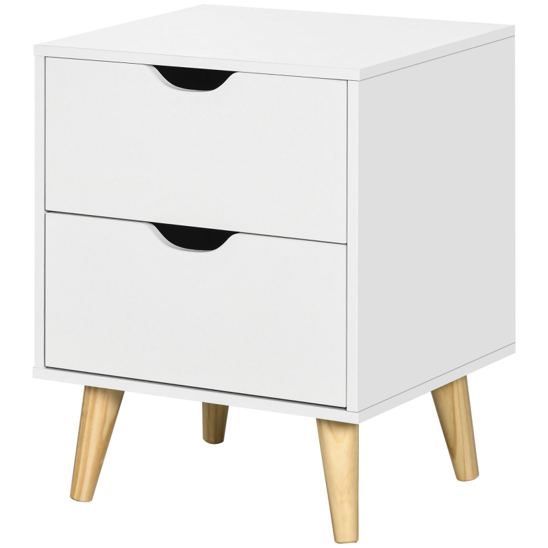 HOMCOM Nachttisch Nachttisch im skandinavischen Stil mit 2 Schubladen in Weiß und Holzoptik - 40 x 35 x 50,5 cm Aosom – Bild 1 von 2