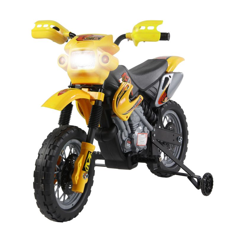 HOMCOM Elektro Motocross für Kinder 3 bis 6 Jahre 6 V Scheinwerfer Hupe Musik 102 x 53 x 66 cm Gelb und Schwarz Aosom – Bild 1 von 2
