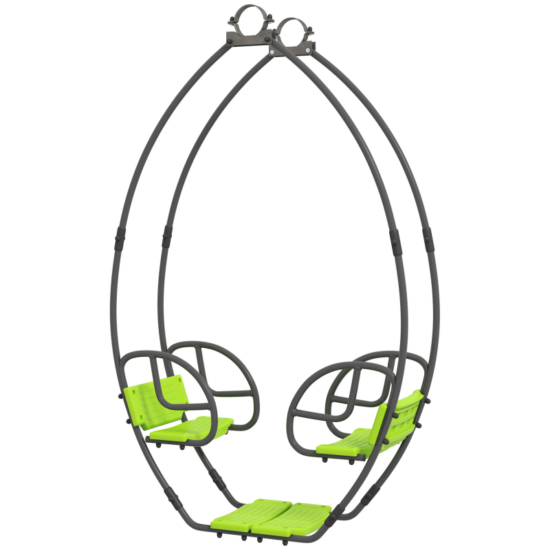 Outsunny Kinderschaukel Garten Schaukelgestell aus Metall mit Griff für 2 Kinder von 3 bis 6 Jahren 110,5 x 40,5 x 180 cm grün Aosom – Bild 1 von 2