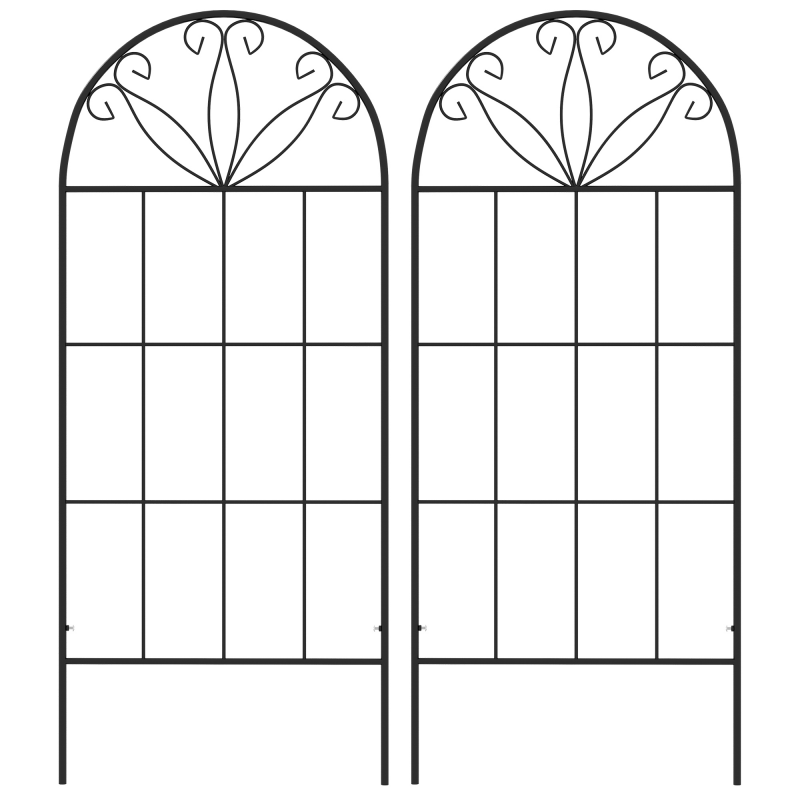 Outsunny Gartengitter Set von 2 Rankhilfe für Kletterpflanzen aus Metall - 51 x 120 cm Schwarz Aosom – Bild 1 von 2