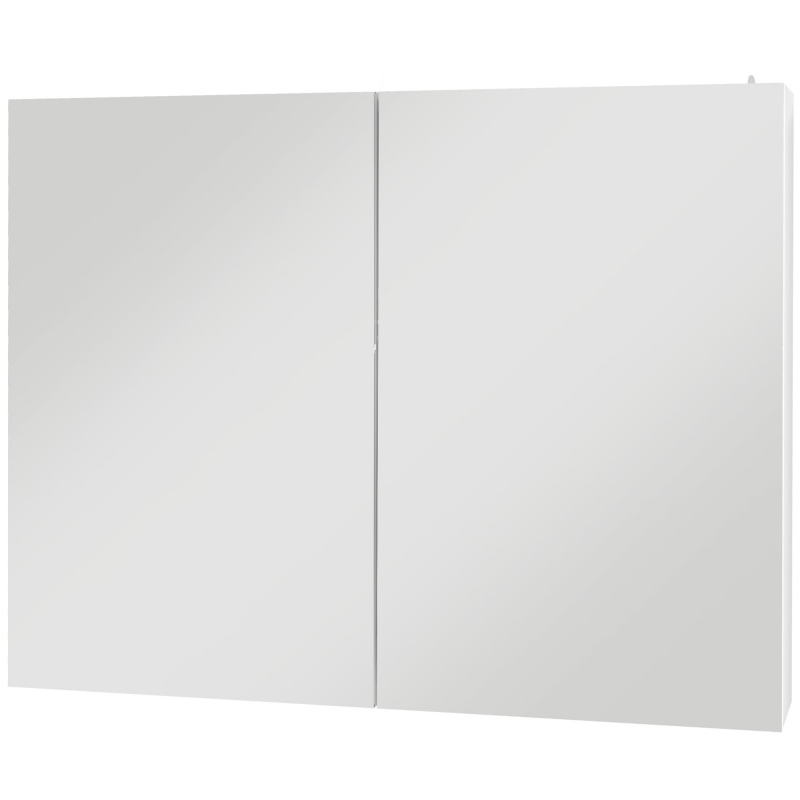kleankin Wandspiegel Schrank mit LED-Beleuchtung für Badezimmer 2-in-1, 2-türiger Schrank, 3 Ebenen Höhenverstellbare Regale, Maße 90L x 15B x 70H cm Weiß Aosom – Bild 1 von 2
