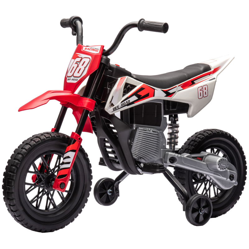 AIYAPLAY Elektromotorrad für Kinder, Motocross für Kinder, 12V, 2 leistungsstarke Motoren, maximale Geschwindigkeit 5 km/h, Antriebsräder, Federungssystem, Kinder-Motorrad, Musik, von 3 bis 6 Jahren, Rot Aosom – Bild 1 von 2