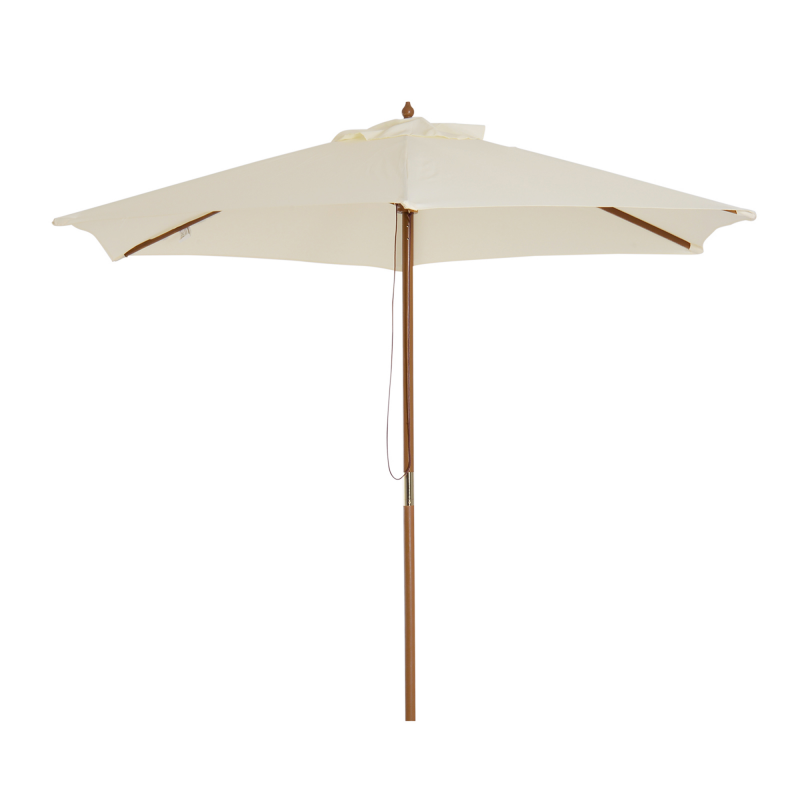 Outsunny Gerader Garten Sonnenschirm mit doppeltem Dach, groß Ø 2,5 x 2,3H m Bambusholz Creme Aosom – Bild 1 von 2