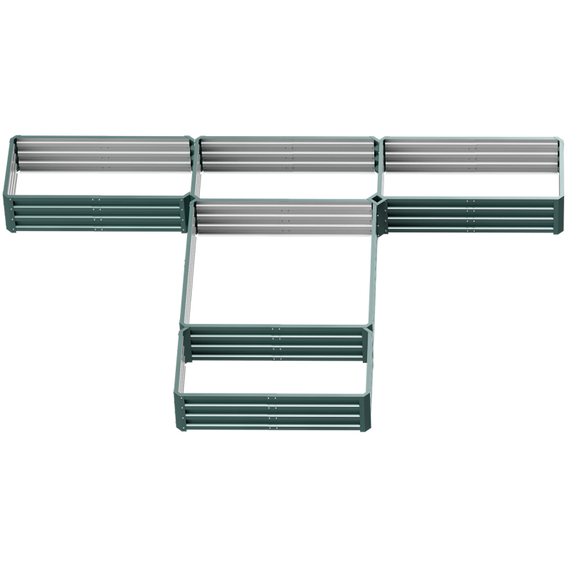 Outsunny Hochbeet Hochbeet aus modularem Stahl für den Garten, Set mit 5 Hochbeeten für Gemüse, Pflanzen, Blumen, Abmessungen 245L x 242B x 31H cm Grün Aosom – Bild 1 von 2