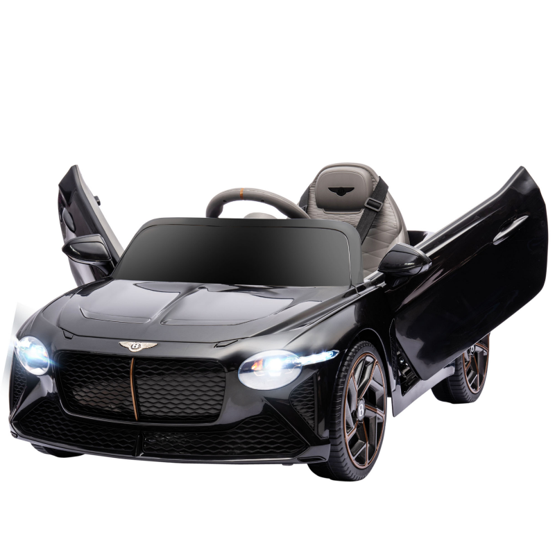HOMCOM Elektroauto für Kinder von 3 bis 5 Jahren, 2 Motoren 12V 25W, 3-5 km/h, 2,4G-Fernbedienung, MP3, Hupe, 2 Scheinwerfer und 2 Rückleuchten, gefederte Räder, 2 Flügeltüren, Bentley Bacalar, Schwarz Aosom – Bild 1 von 2