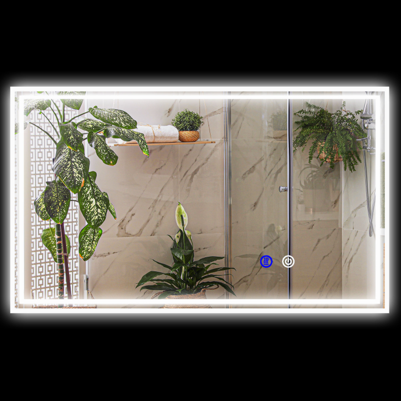 kleankin LED beleuchteter rechteckiger Badezimmer-Wandspiegel mit 3 Farben einstellbarer Helligkeit Touchschalter, horizontal oder vertikal, 100 x 60 cm Aosom – Bild 1 von 2
