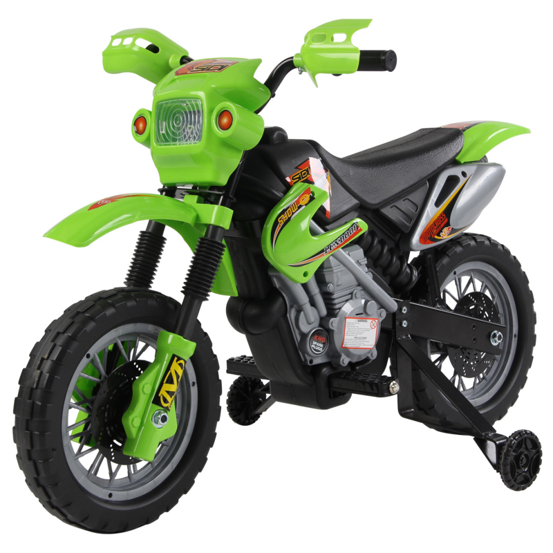 HOMCOM Elektromotorrad für Kinder 3 bis 6 Jahre 6 V Lichter Hupe Musik 102 x 53 x 66 cm Grün und Schwarz Aosom – Bild 1 von 2