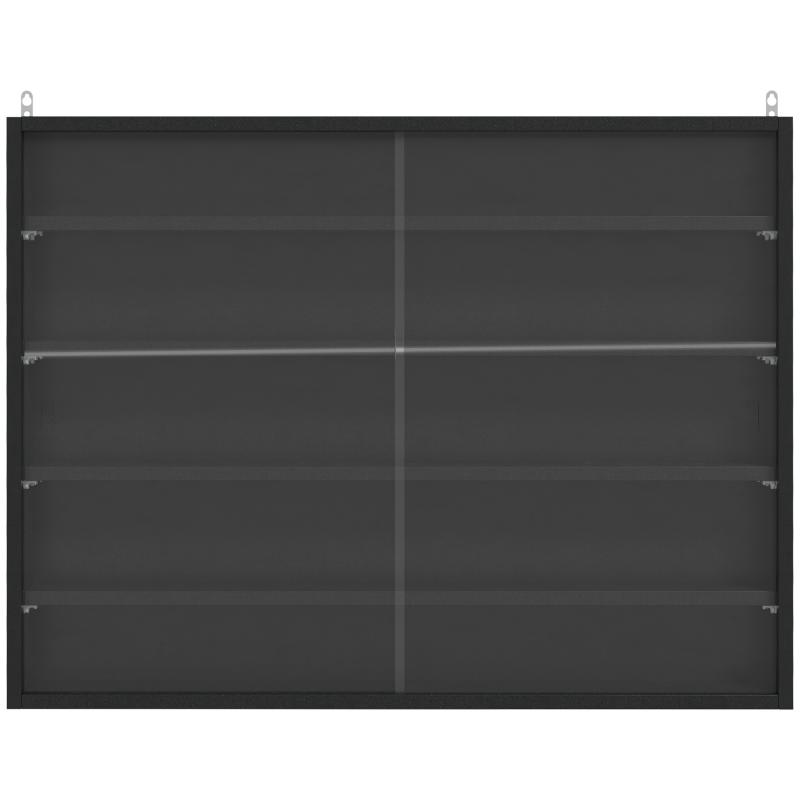 HOMCOM Wandvitrine für Sammlerstücke 5 höhenverstellbare Regale und 2 Glasschiebetüren 80 x 9,5 x 60 cm Schwarz Aosom – Bild 1 von 2