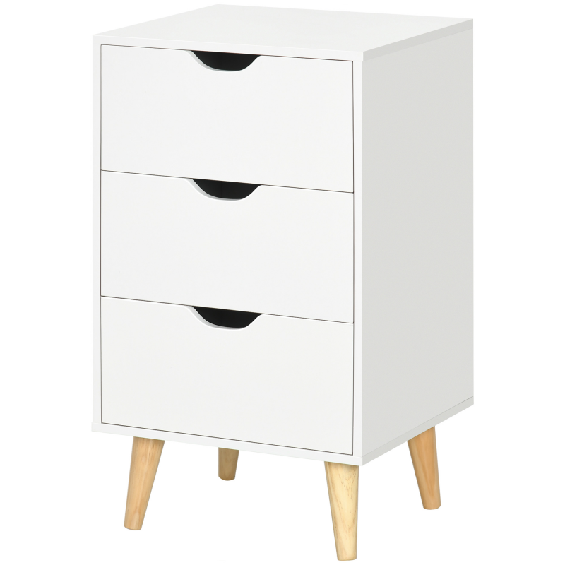 HOMCOM Kommode mit 3 Schubladen Nachtkonsole Aufbewahrungsmöbel im skandinavischen Stil aus Holz - 40 x 35 x 68,5 cm - Weiß Aosom – Bild 1 von 2