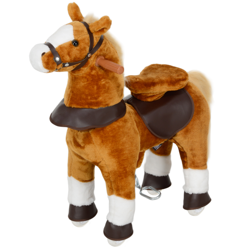 AIYAPLAY Kinderreitpferd, Rollenpferd mit erhöhtem Sattel, Soundeffekt, für Kinder von 3-5 Jahren, max. Belastung 60 kg, braun Aosom – Bild 1 von 2