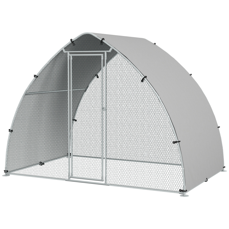PawHut Großes Hühnergehege aus verzinktem Stahl mit UV-beständigem Dach, 5,75m², 3,04m L x 1,9m B x 2,2m H, UV-beständiges Dach, verzinkter Stahl, verriegelbare Tür, silberfarben Aosom – Bild 1 von 2