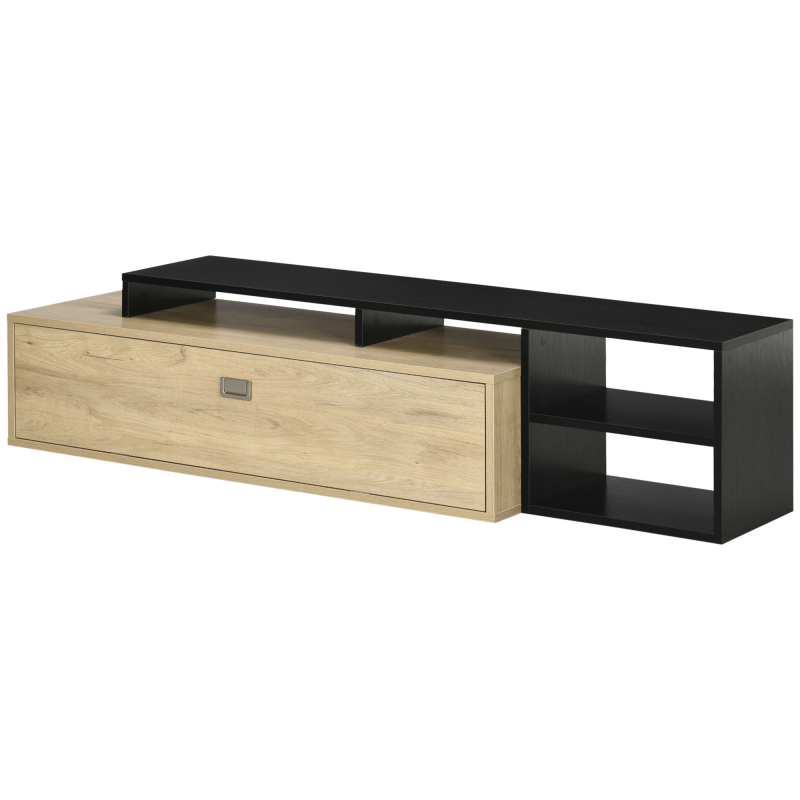 HOMCOM TV-Möbel TV-Bank TV-Ständer für Fernseher bis 65 Zoll mit beweglichem Regal zeitgenössischer Stil Klapptür für Wohnzimmer Schlafzimmer Aosom – Bild 1 von 2