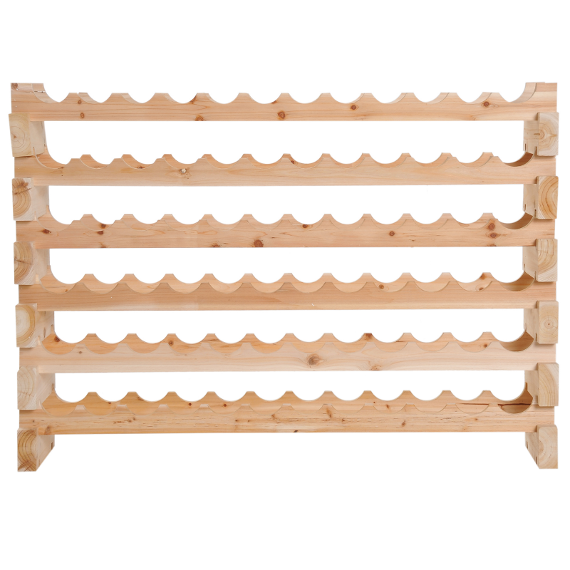 HOMCOM Flaschenregal Weinregal für eine bessere Weinreifung 6 Ebenen 72 Flaschen max. Abmessungen 114L x 28B x 85H cm massives Kiefernholz Aosom – Bild 1 von 2