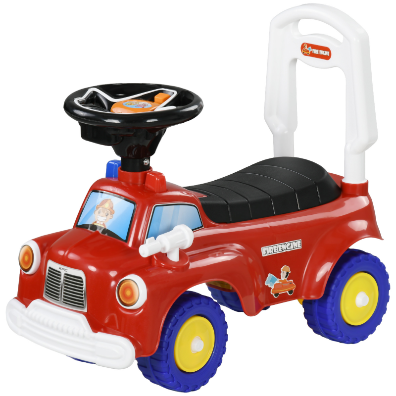 AIYAPLAY Lauflernwagen Feuerwehrtruck für Kinder Schiebefahrzeug 18-36 Monate Stauraum Lichter Musik rot Aosom – Bild 1 von 2
