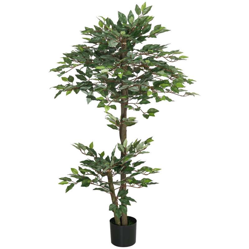 Outsunny Künstlicher Baum Künstliche Pflanze Ficus Höhe 1,5 m Stamm Ranken Moosflechten-Imitatblätter Großer Realismus Topf Inklusive Aosom – Bild 1 von 2