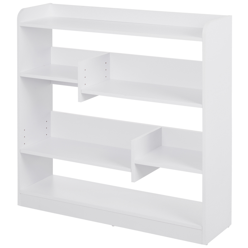 HOMCOM Bücherregal Regal Aufbewahrungsmöbel dim. 90L x 24B x 91H cm 4 Ebenen 3 Rückwandpaneele Spanplatten Weiß Aosom – Bild 1 von 2