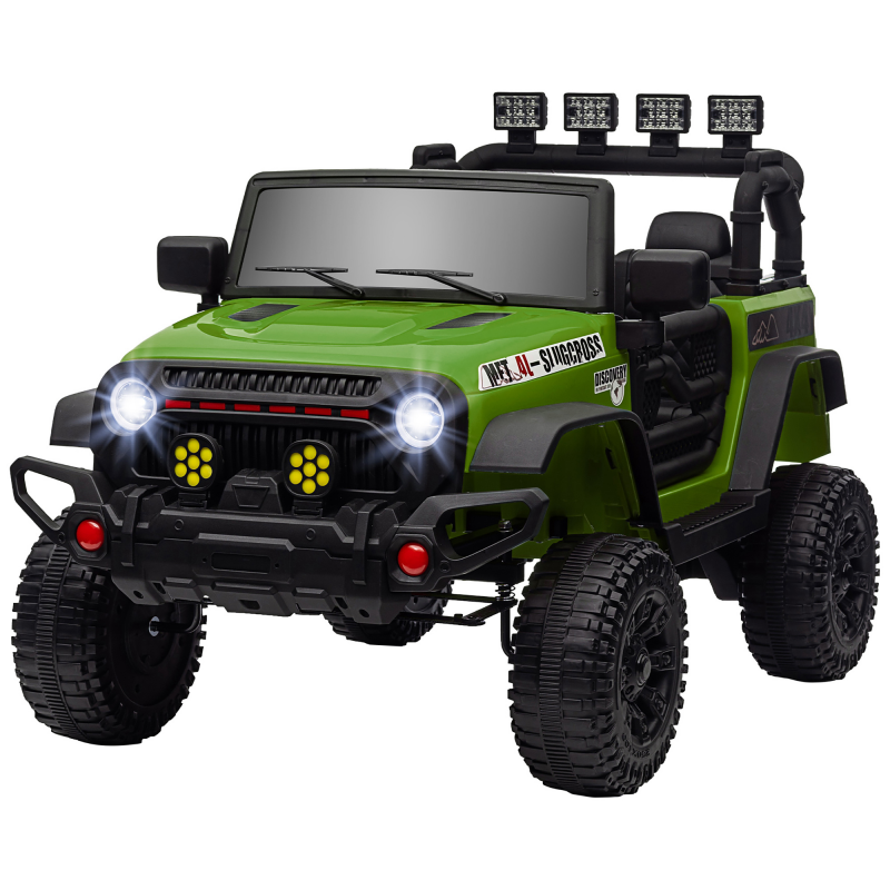AIYAPLAY Kinder Elektroauto UTV, Kinder Elektro Buggy, Bluetooth, 2 Sitze mit 2.4Ghz Fernbedienung, 2 Motoren 12 V, 3 Geschwindigkeiten, 4x4 Kinder Elektroauto, Musik, Hupe, LED-Lichter, Grün Aosom – Bild 1 von 2