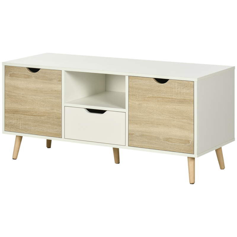 HOMCOM TV Schrank TV Sideboard Aufbewahrungsschrank auf Beinen mit 2 Schränken aus Holz für Schlafzimmer Wohnzimmer 110 x 40 x 50 cm Aosom – Bild 1 von 2