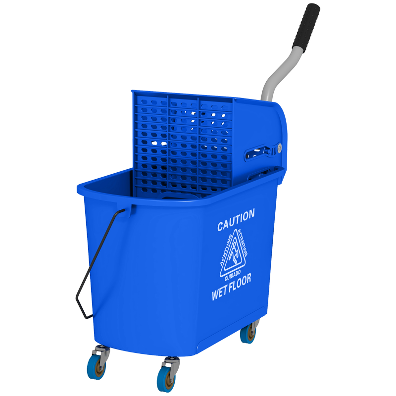 HOMCOM Reinigungswagen Wascheimer Haushalt 20 L mit Schleuder und Separator für sauberes schmutziges Wasser Blau 60L x 27B x 70,5H cm Aosom – Bild 1 von 2