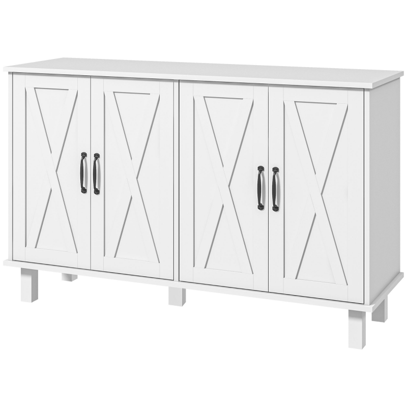 HOMCOM Buffet Sideboard Landhaus-Stil Küchenschrank 2 Doppeltürschrank mit verstellbaren Regalen 120 x 37 x 75 cm - weiß Aosom – Bild 1 von 2