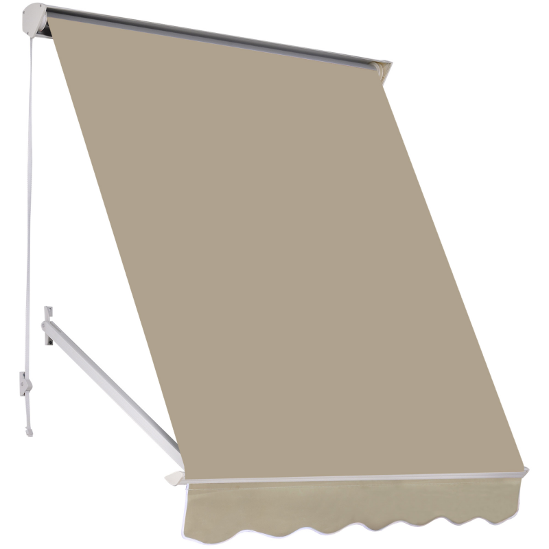 Outsunny Markise Manuel Verstellbare Neigung Aluminium Polyester wasserfest 70L x 180B cm Beige Aosom – Bild 1 von 2