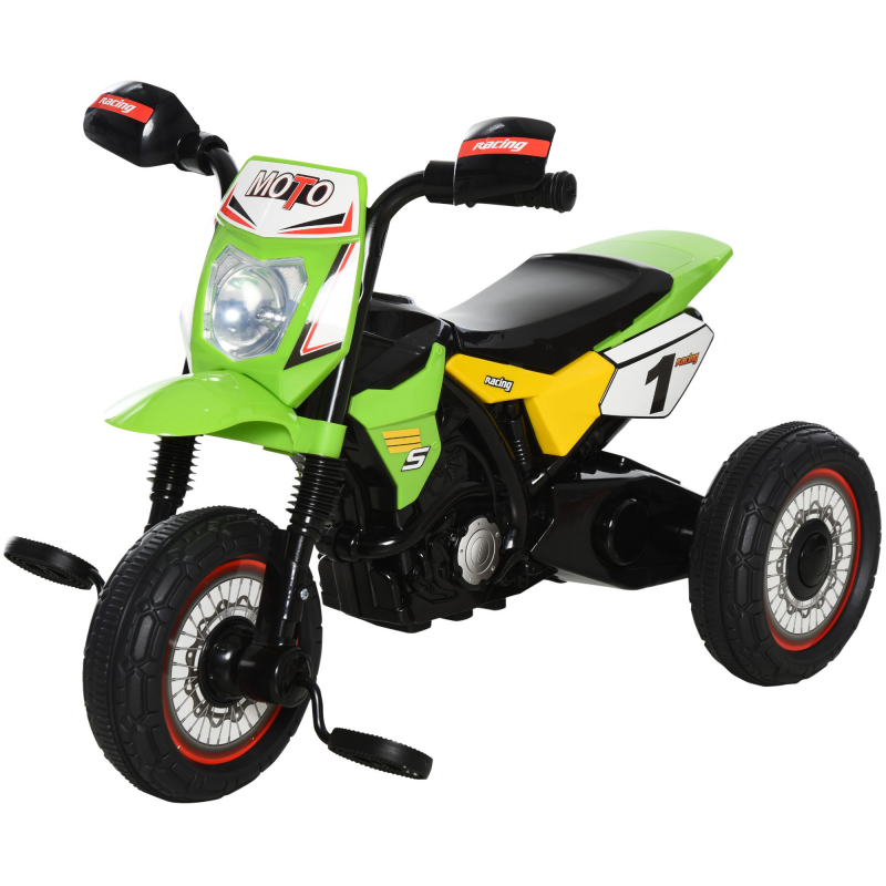 HOMCOM Kindertrike Motocross mit Musik- und Lichteffekten, Aufbewahrungsbox, Grün Aosom – Bild 1 von 2