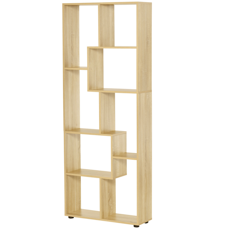HOMCOM Bibliothek Regal Zig-Zag Design Zeitgenössisch 70L x 24B x 178H cm Spanplatten Naturholz Aosom – Bild 1 von 2