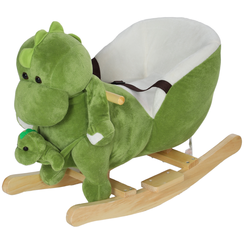 AIYAPLAY Dinosaurier Schaukelpferd für Kinder Schaukeltier Baby mit Dinosaurier-Handpuppe Sicherheitsgurt und 32 Liedern, Geschenk für Jungen und Mädchen von 18-36 Monaten, Grün Aosom – Bild 1 von 2