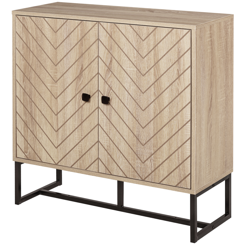 HOMCOM Buffet Schrank 2 Türen Holz und metallische Füße Schwarz 80L x 29,5B x 80H cm Aosom – Bild 1 von 2