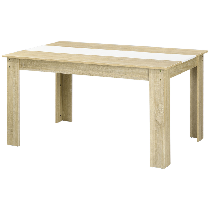 HOMCOM Esstisch Küchentisch für 6 Personen, skandinavischer Stil in Natur- und Weißholzoptik, Maße: 140L x 90B x 75H cm Aosom – Bild 1 von 2