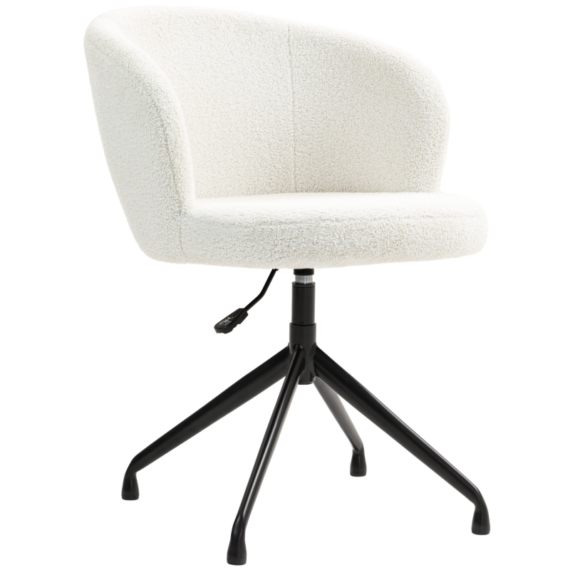HOMCOM Ergonomischer Bürostuhl, Bürostuhl, Drehstuhl, höhenverstellbar, Belastbarkeit 120 kg, Bürostuhl, Schlingentuchbezug für Wohnzimmer, Schlafzimmer, Büro, Cremeweiß Aosom – Bild 1 von 2