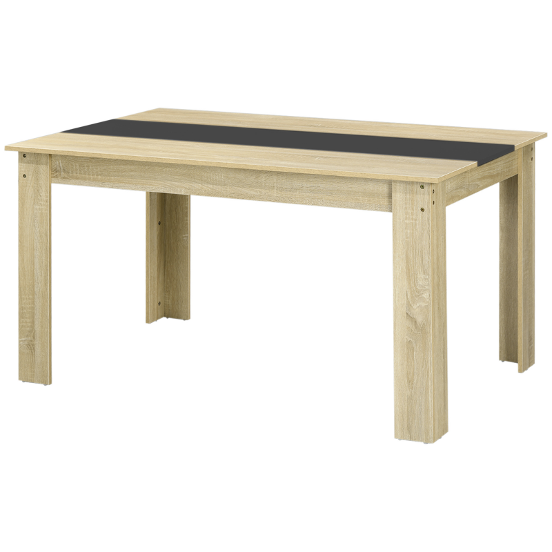 HOMCOM Esstisch Küchentisch für 6 Personen, skandinavischer Stil in natürlicher Eichenholzoptik und Schwarz, Maße 140L x 90B x 75H cm Aosom – Bild 1 von 2