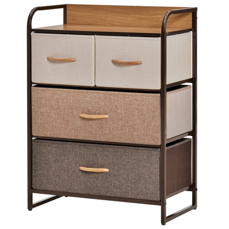 HOMCOM Kommode Aufbewahrungsschrank 4 Schubladen aus Stoff 58 x 29 x 78,5 cm Multicolor Aosom – Bild 1 von 2