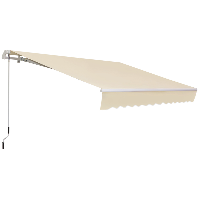 Outsunny Markisen-Sonnensegel manuell einstellbarer Winkel Aluminium Polyester wasserdicht 3,5L x 2,5B m Beige Aosom – Bild 1 von 2