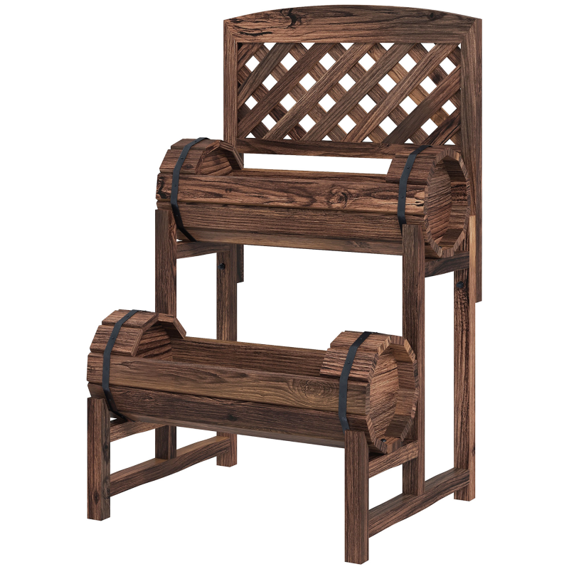 Outsunny erhöhte Pflanzkasten mit Rankgitter für Terrasse, Balkon, Garten, Maße 42L x 49B x 80H cm Aosom – Bild 1 von 2