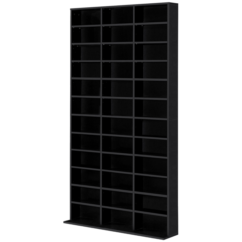 HOMCOM CD-/DVD-Regal Aufbewahrung für 1116 CDs 36 höhenverstellbare Fächer 102 x 24 x 195 cm Schwarz Aosom – Bild 1 von 2