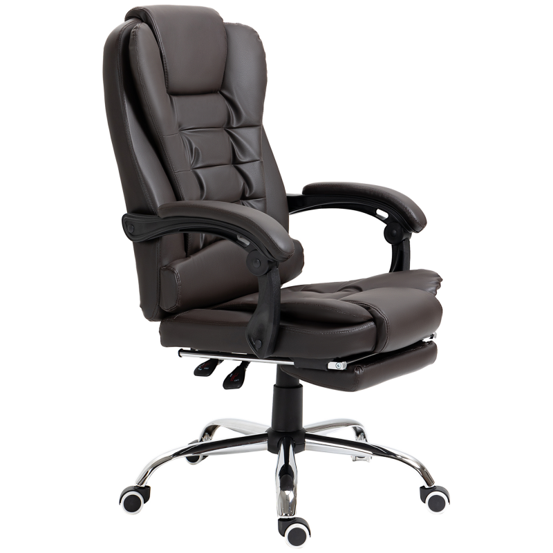 HOMCOM Bürostuhl Chefsessel bequeme Rückenlehne neigbar Rollen P.U 64,5 x 69 x 117 cm Café Aosom – Bild 1 von 2