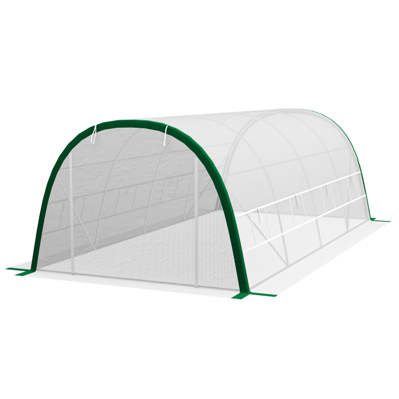 Outsunny Garten-Tunnelgewächshaus 18 m² Tomaten-Gewächshaus dim. 6L x 3B x 2H m - 8 Fenster, Aufrollbare Reißverschlusstür - Verzinkter Stahlrahmen, PE-Hochdichtebeschichtung Weiß Aosom – Bild 1 von 2