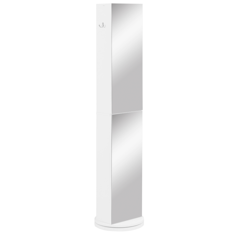 Kleankin Badezimmerschrank pivotant Badezimmerschrank mit Spiegel - 6 Regale - 36 x 36 x 171 cm weiß Aosom – Bild 1 von 2