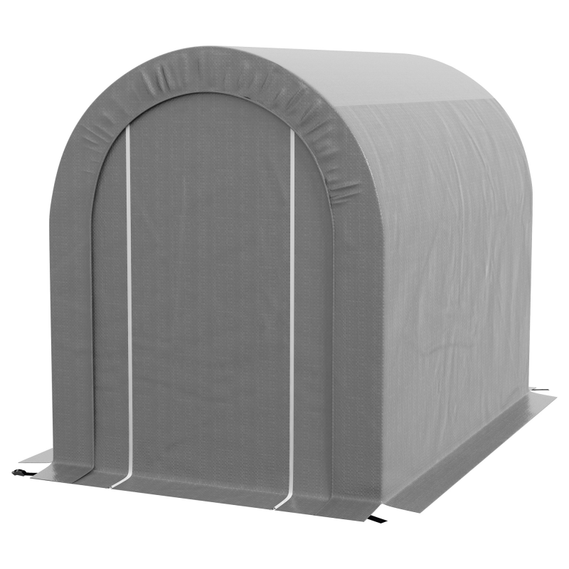 Outsunny Gartenlagerschuppen Outdoor Aufbewahrungszelt Fahrradschuppen für Fahrrad PE-Plane Metallrahmen verzinkt dim. 2,4 x 1,6 x 1,9 m grau Aosom – Bild 1 von 2