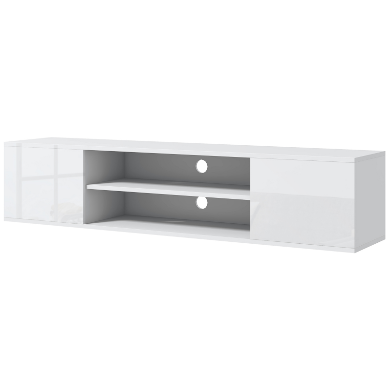 HOMCOM Wandmontiertes TV-Möbel im zeitgenössischen Stil - 2 Schränke 2 zentrale Fächer und 2 Kabeldurchführungen 140 x 30 x 30 cm weiß Aosom – Bild 1 von 2