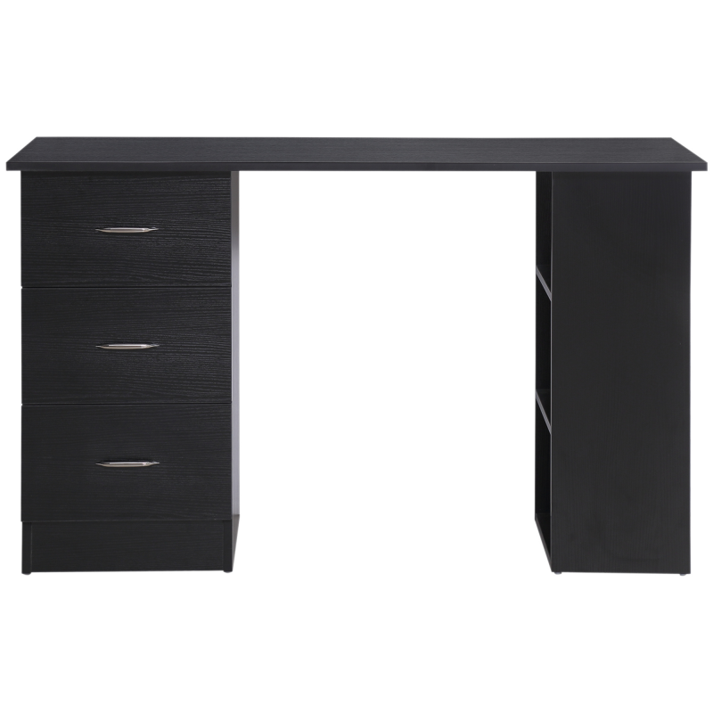 HOMCOM Computertisch Büromöbel 3 Schubladen + 3 Regale Große Arbeitsplatte 120L x 49B x 72H cm MDF Schwarz Aosom – Bild 1 von 2