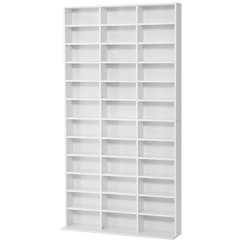 HOMCOM CD/DVD Regal Aufbewahrung für 1116 CDs 36 höhenverstellbare Fächer 195 x 102 x 23,5 cm Weiß Aosom – Bild 1 von 2