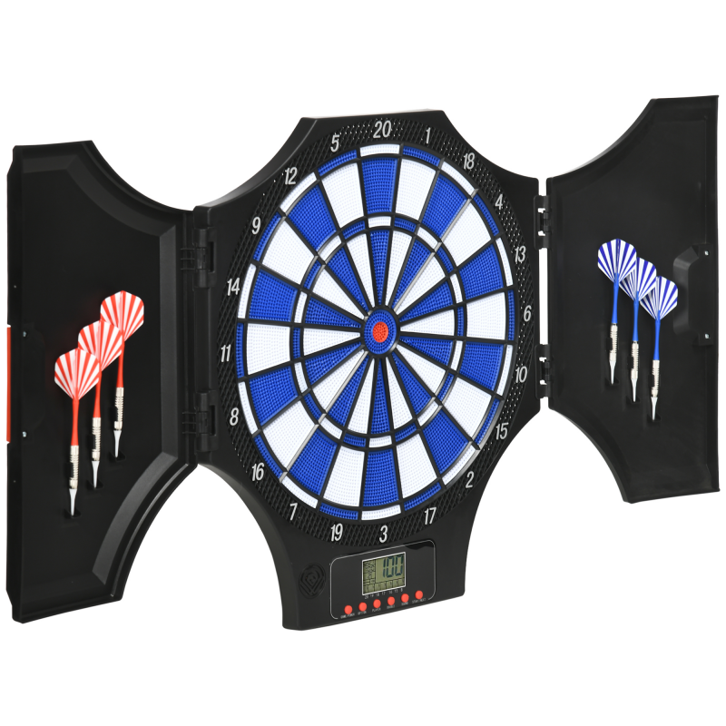 SPORTNOW Elektronische klappbare Dartscheibe mit 2 Türen, 31 Spielen, 285 Variationen für bis zu 8 Spieler, LCD-Anzeige, Lautsprecher, Schwarz Aosom – Bild 1 von 2