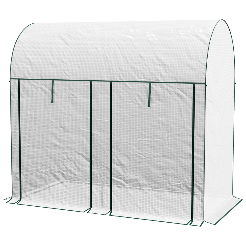 Outsunny Gartengewächshaus 2 m² Tomaten-Gewächshaus Abmessungen 2L x 1B x 1,78H m 2 Rolltüren mit Reißverschluss Stahl PE hohe Dichte 140 g/m² UV-beständig weiß Aosom – Bild 1 von 2