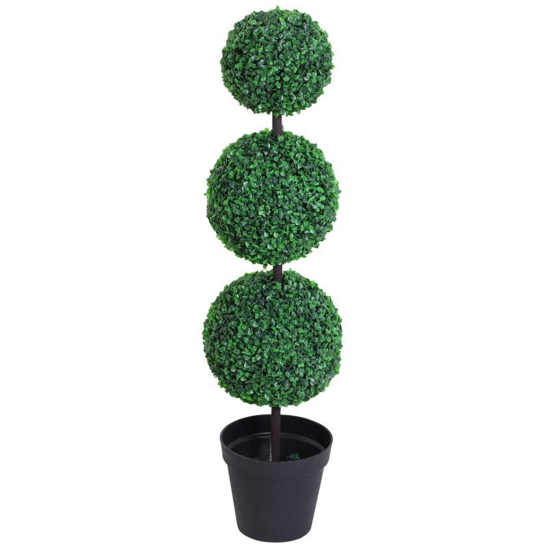 Outsunny Künstlicher Buchsbaum topiaire mit 3 Kugeln Ø 30 x 112H cm Grün Aosom – Bild 1 von 2